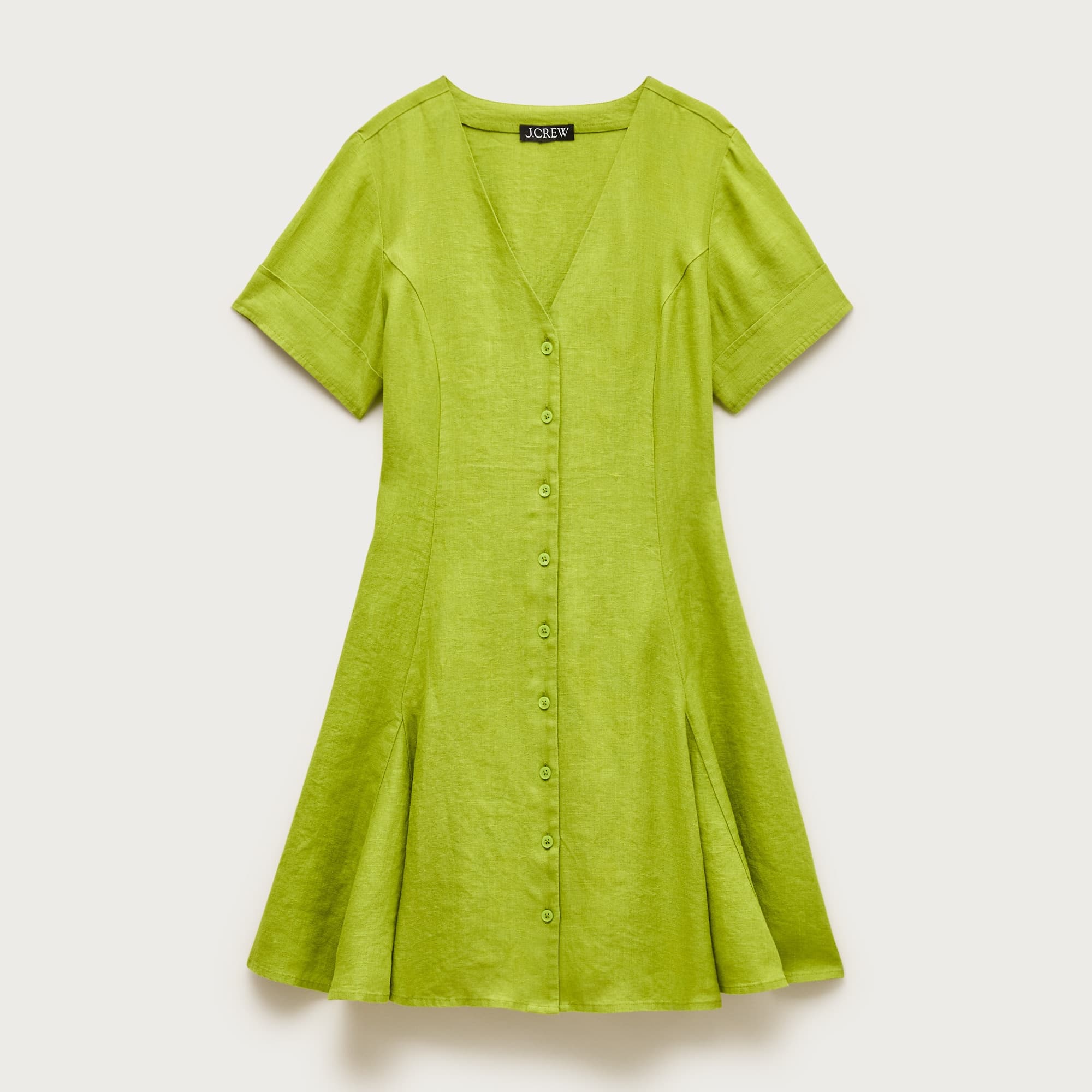 Short-sleeve mini dress in linen