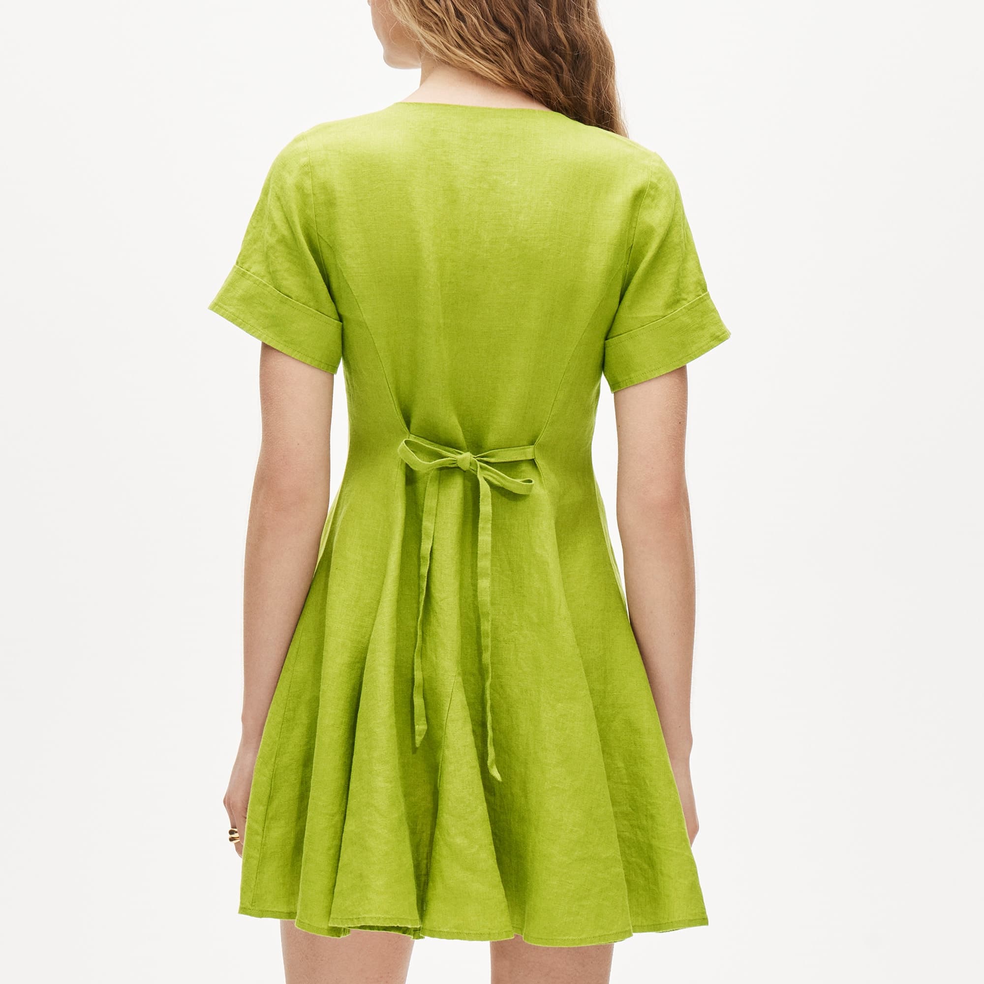 Short-sleeve mini dress in linen - image 4