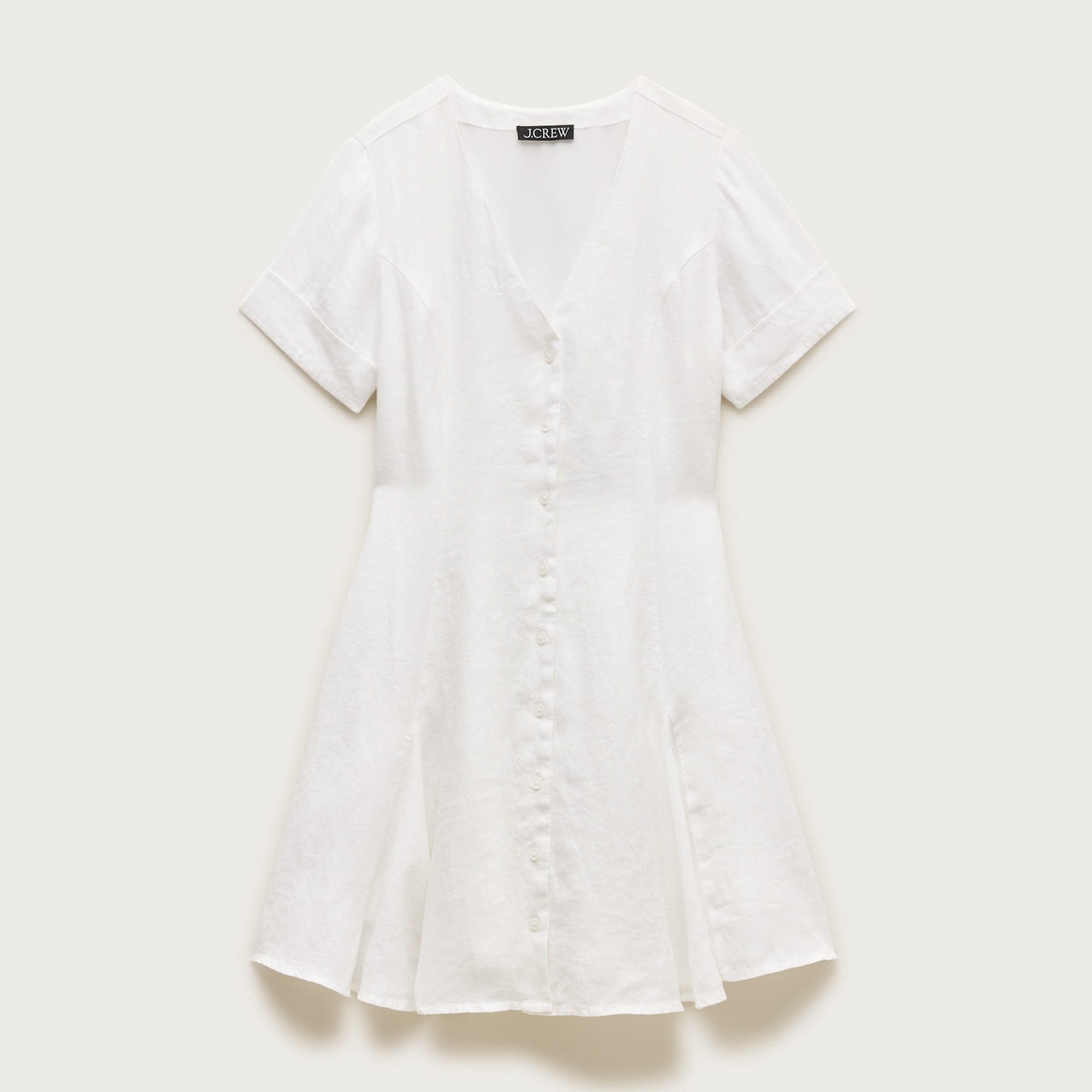 Short-sleeve mini dress in linen - image 5