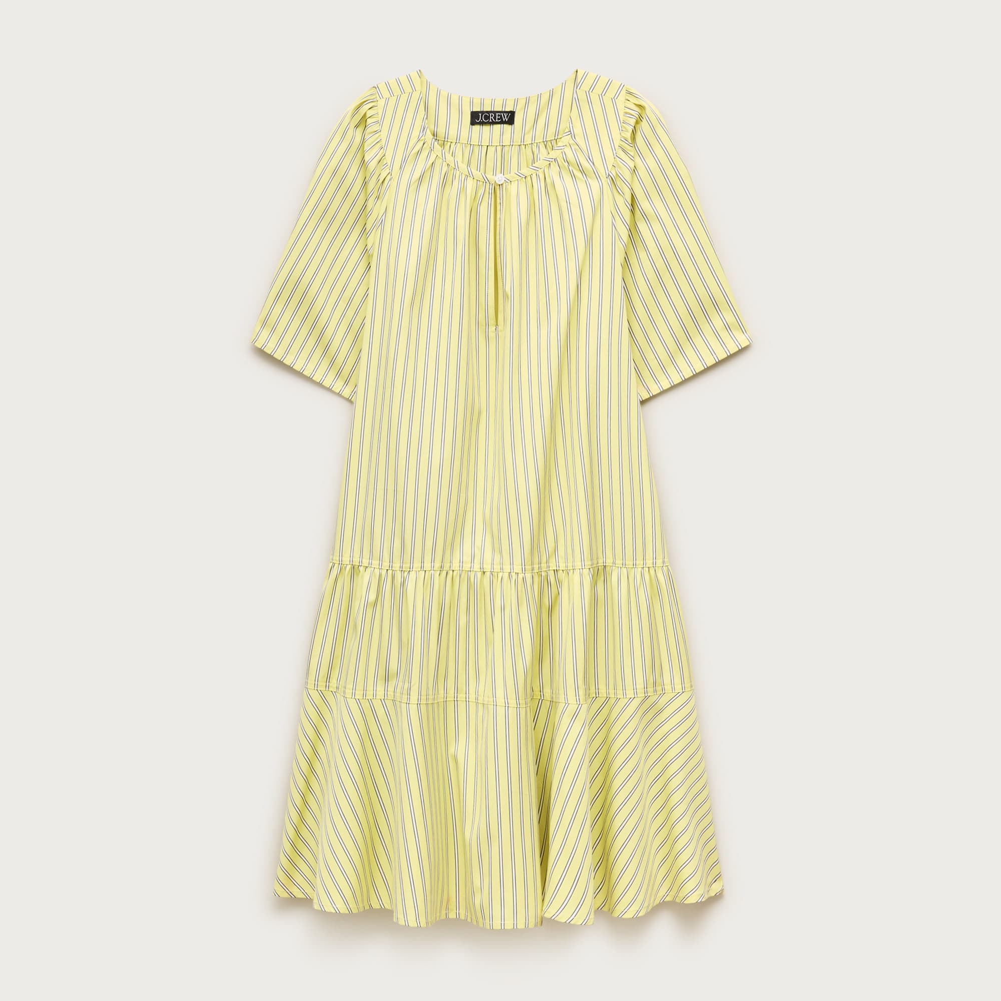 Tiered popover dress in striped cotton poplin - image 1