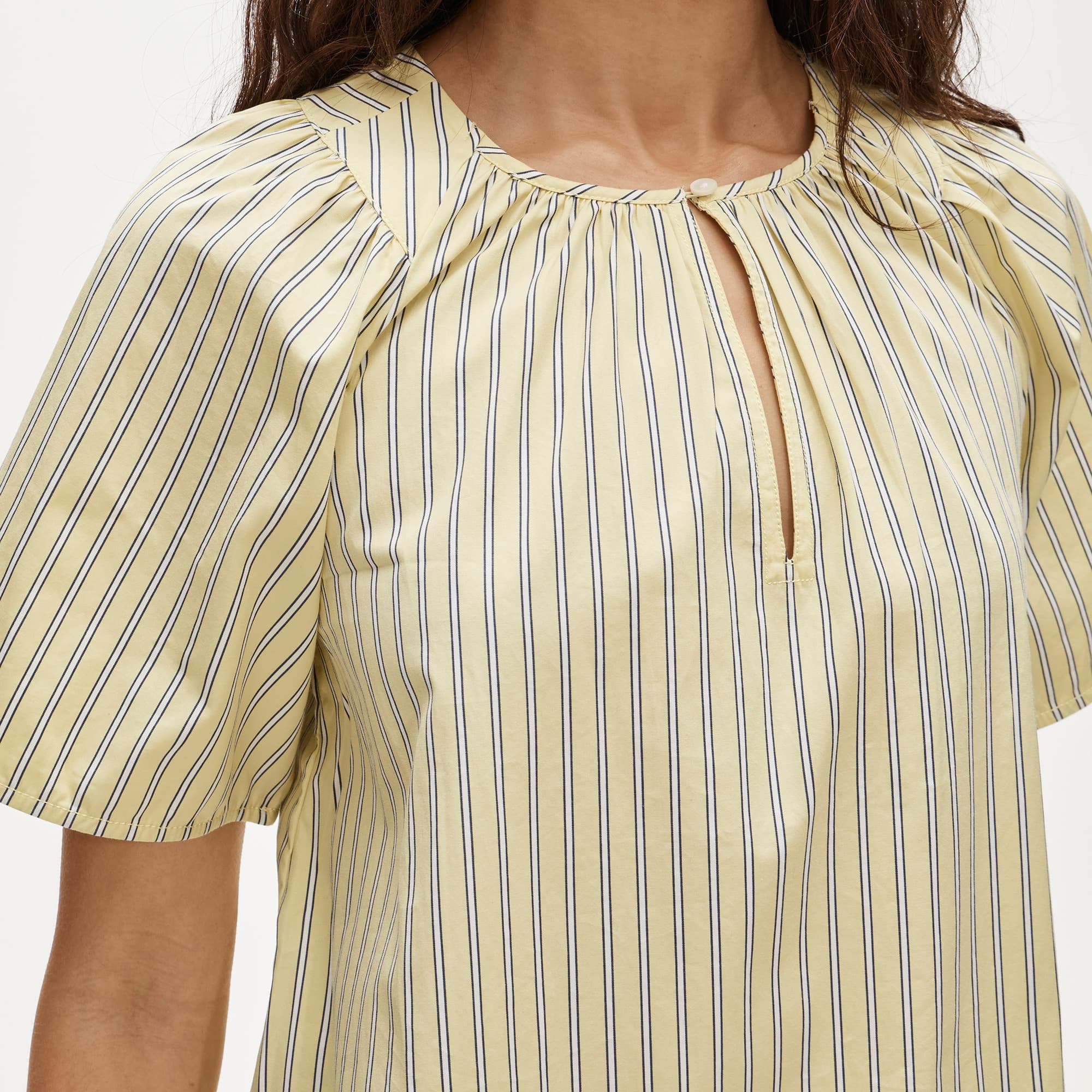 Tiered popover dress in striped cotton poplin - image 3