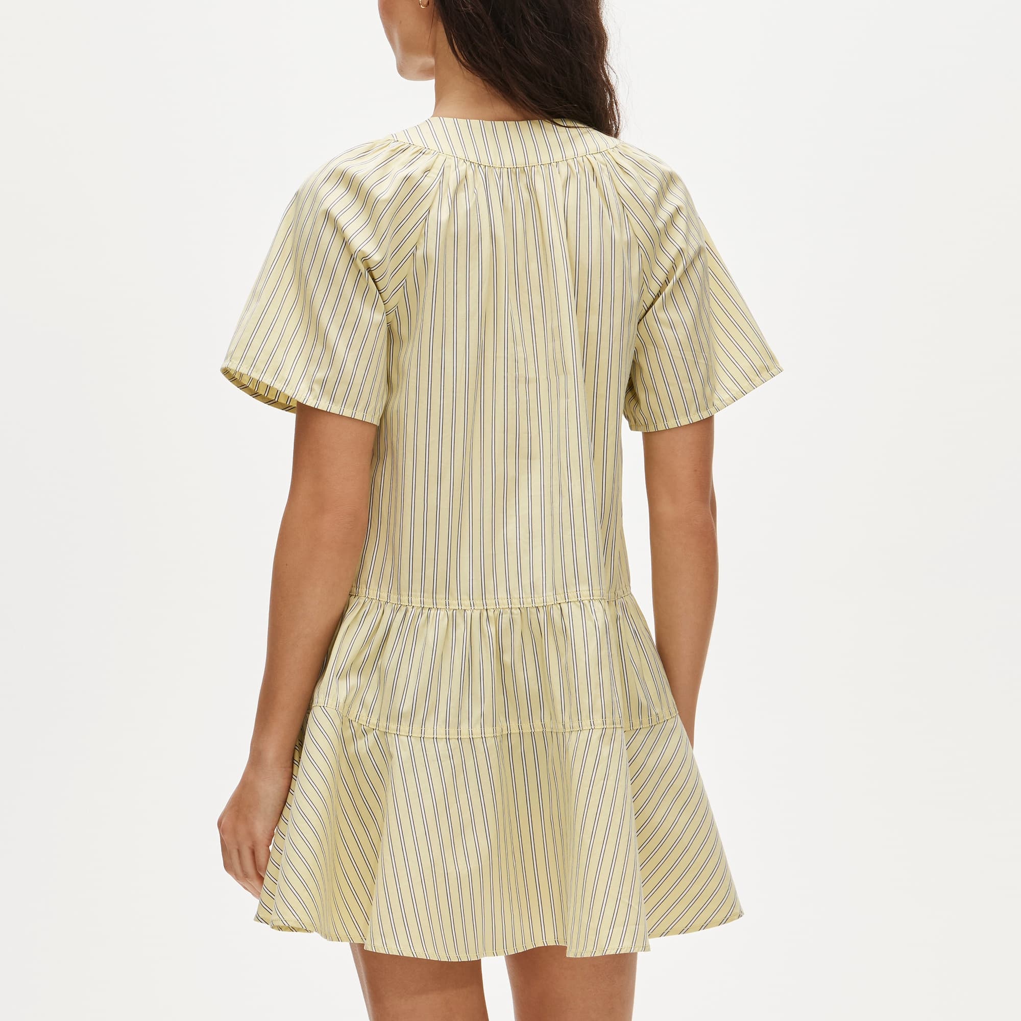 Tiered popover dress in striped cotton poplin - image 4