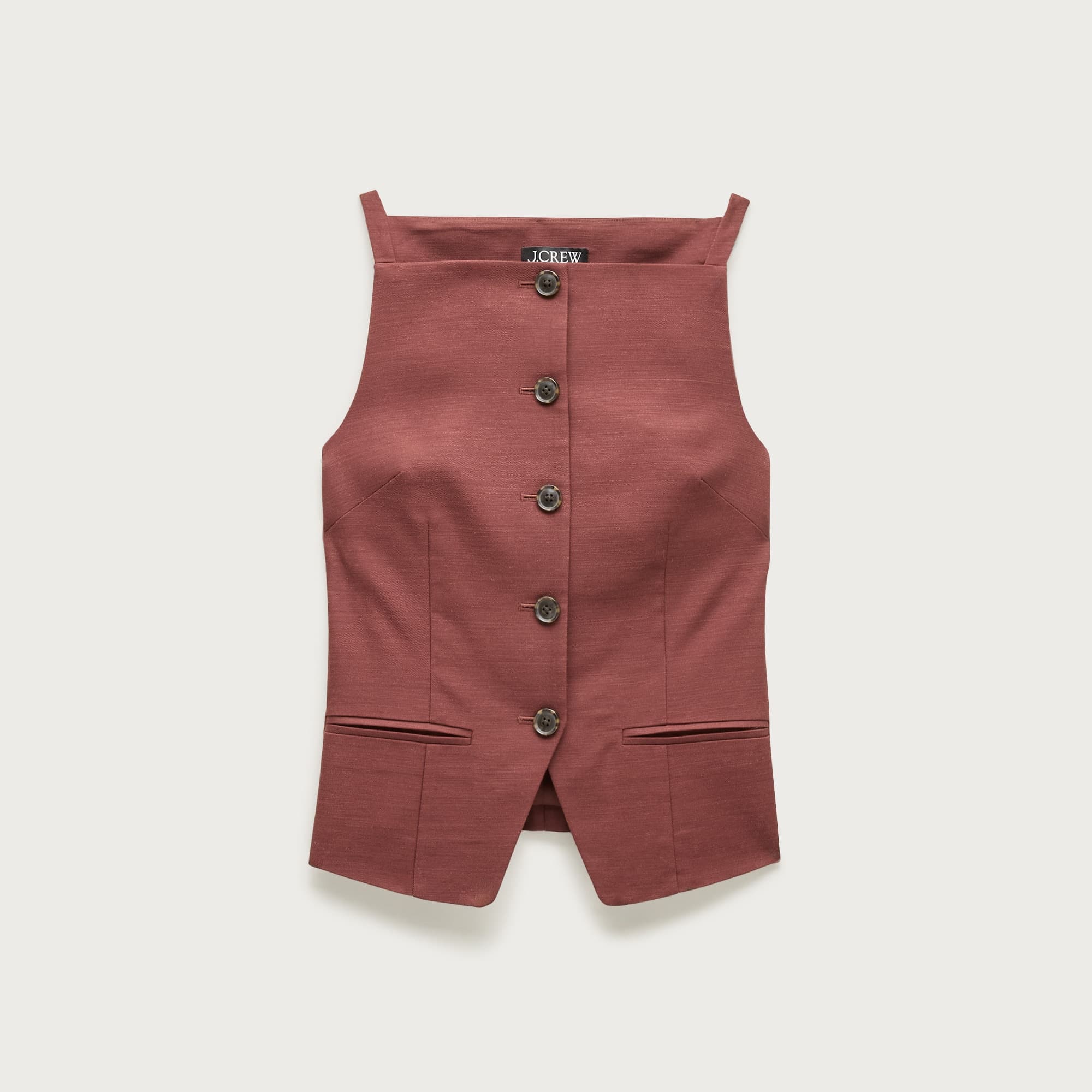 Button-up cutaway tank top in Gramercy linen blend - image 1