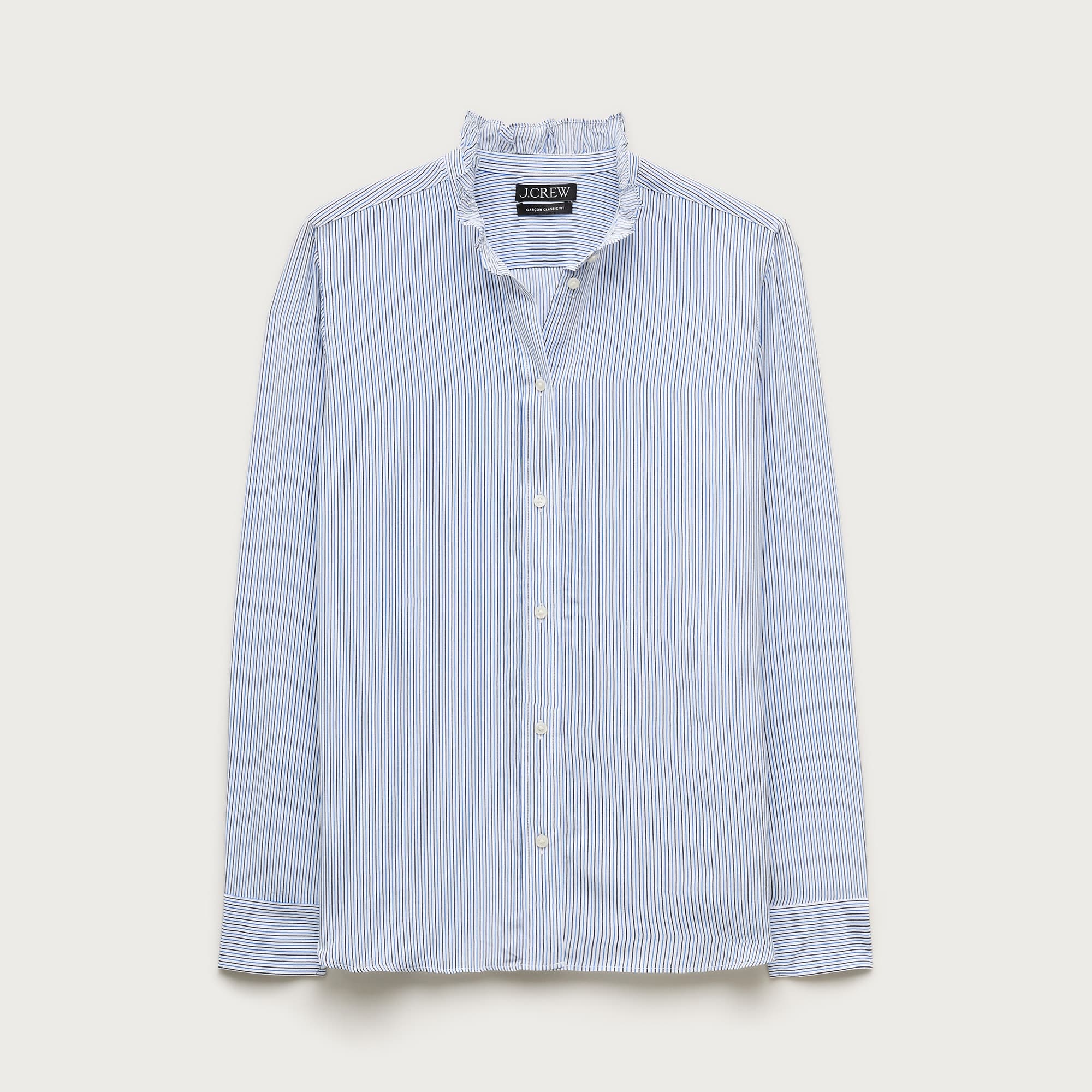 Jules ruffle-collar shirt in striped crepe de chine