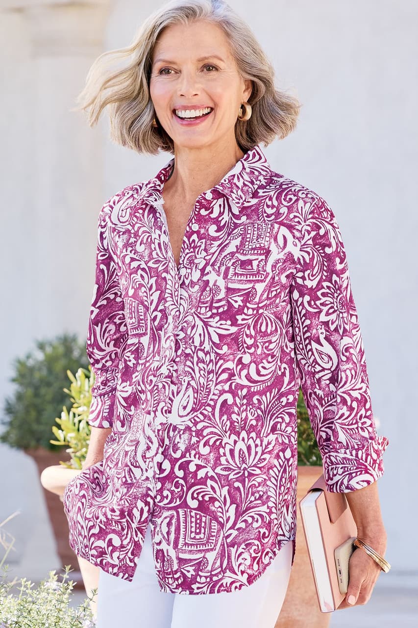 Easy Care Stretch Woven 3/4 Slv Big Shirt