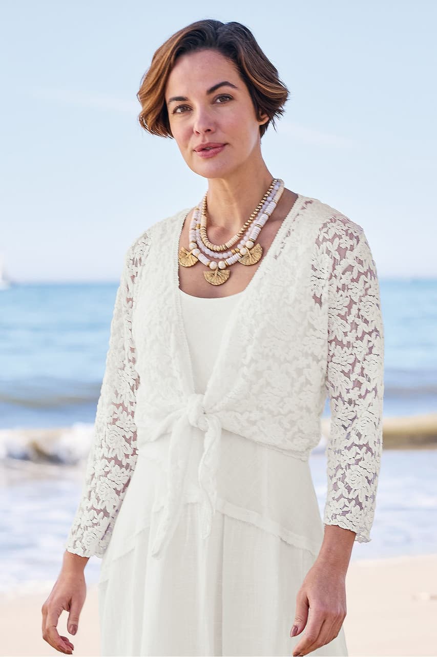 Stretch Lace 3/4 Slv Topper