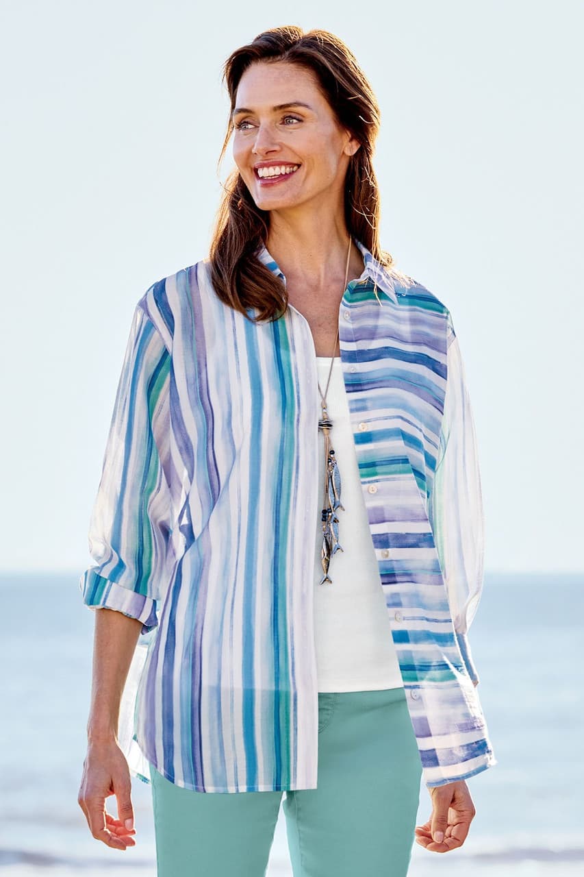 Multi Stripe Lyocell LS Big Shirt