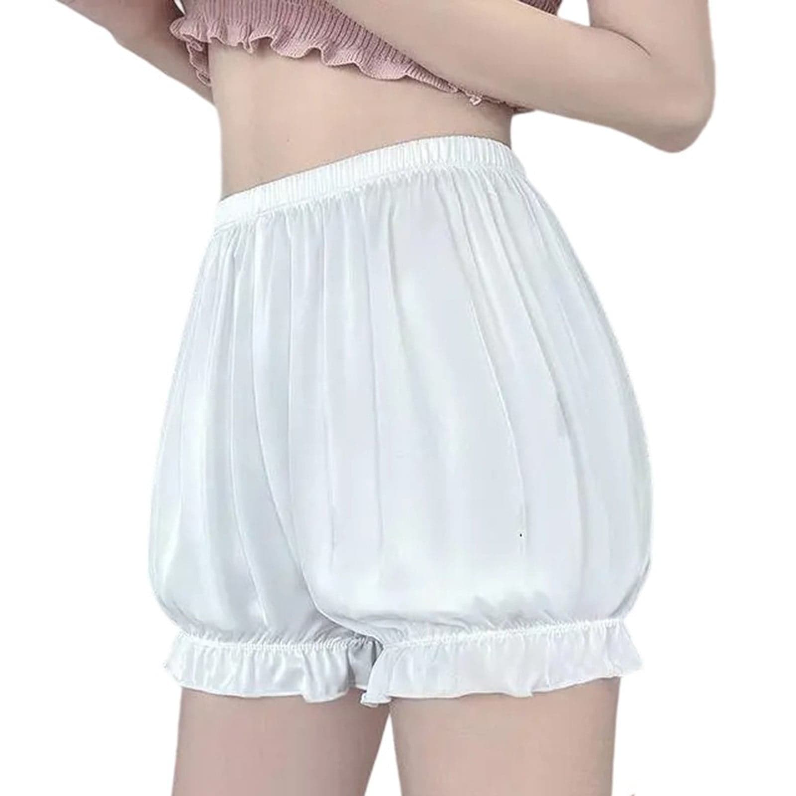 Womens Slip Shorts Lace Trim Pettipants Bloomers Split Skirt Culottes Half Slips Under Dresses Shorts for Women White XL