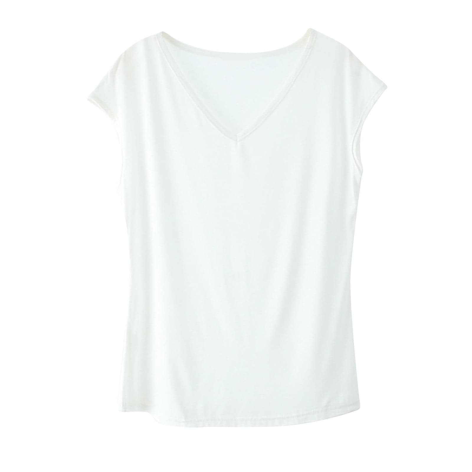 Women's Sleep T-Shirt Short Sleeve V-Neck Pajama Top Solid Color Soft Loungewear Tunic Tee Shirts Base Layer