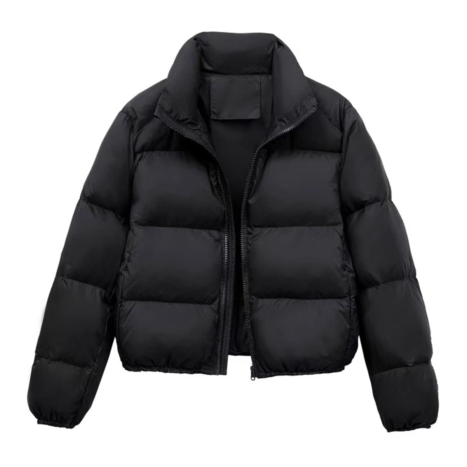 Puffer Jacket Womens Winter Coats for Women Womens Puffer Jacket Thickened Warm Cotton Clothing Cropped Puffer Jacket Black L