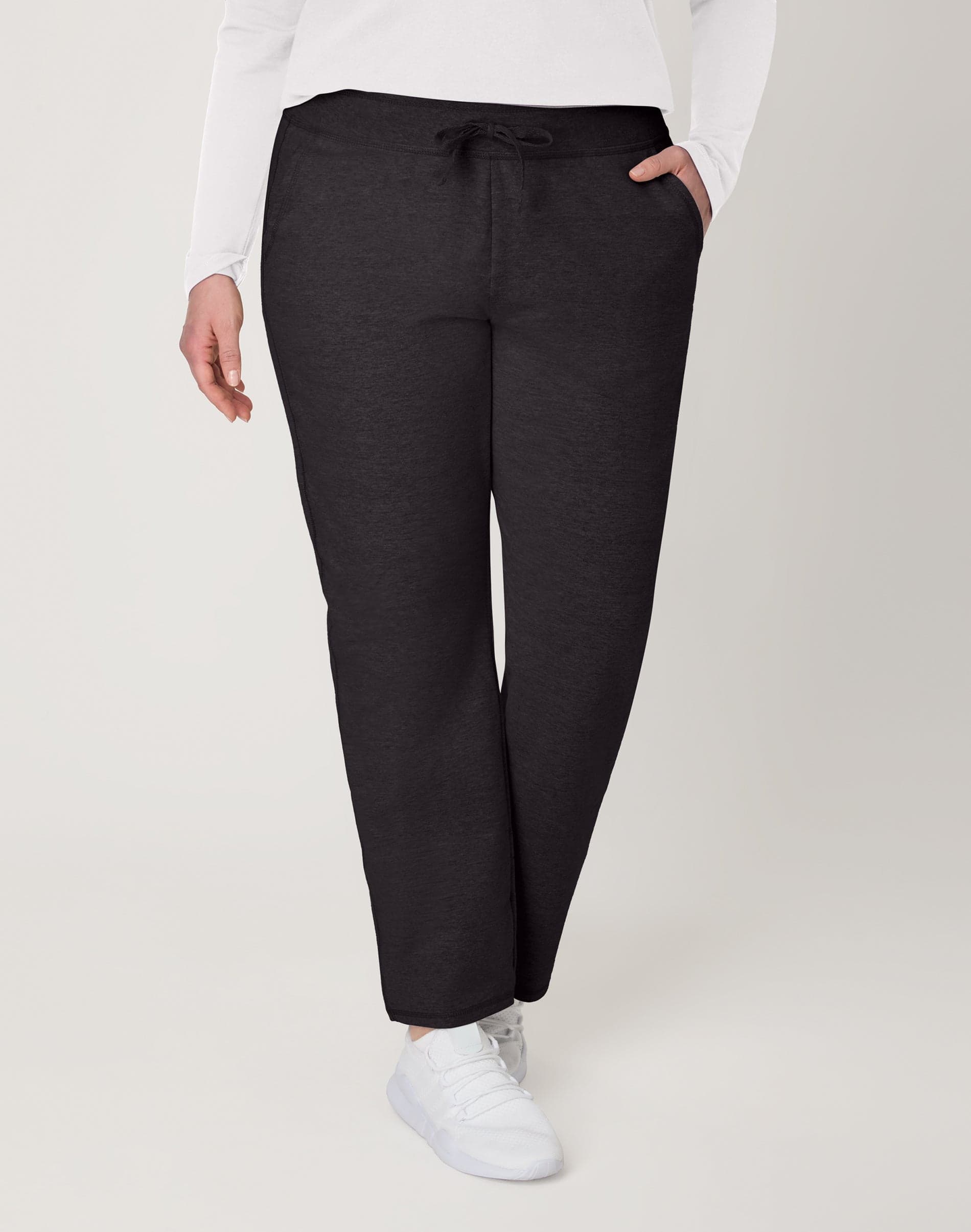 Women's French Terry Pants with Pockets, 31" Black M