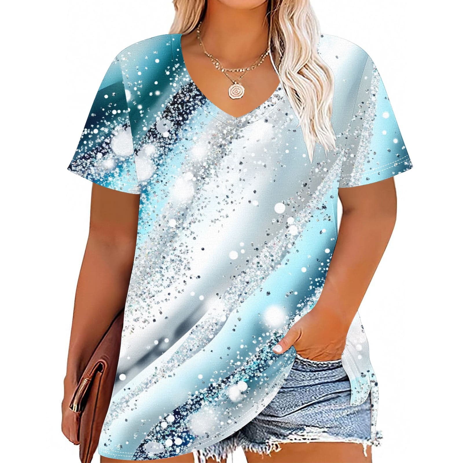 Plus Size Women's Tops Short Sleeve Casual Under 10$ 4X Loose Blouse