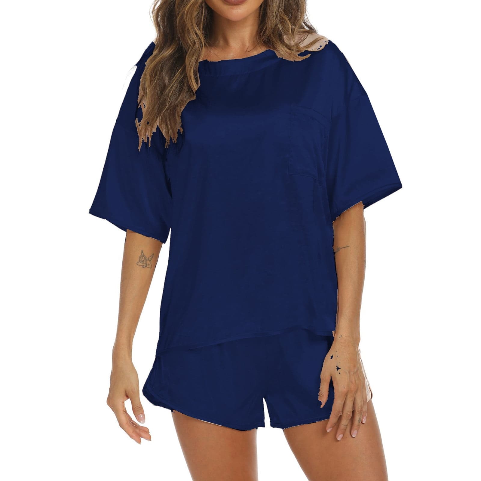 Pajama Sets for Women Short Sleeve Top with Shorts Pj Set Two Piece Soft Sleepwear Loungewear