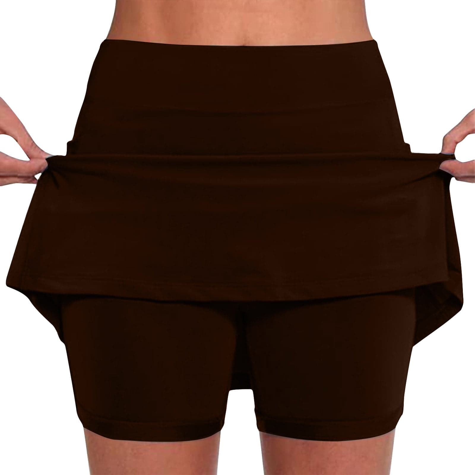 Womens Summer Skorts with Pockets Belly Control Plus Size Skirts for Women Solid Color High Waist Athletic Yoga Pants Skirt Shorts