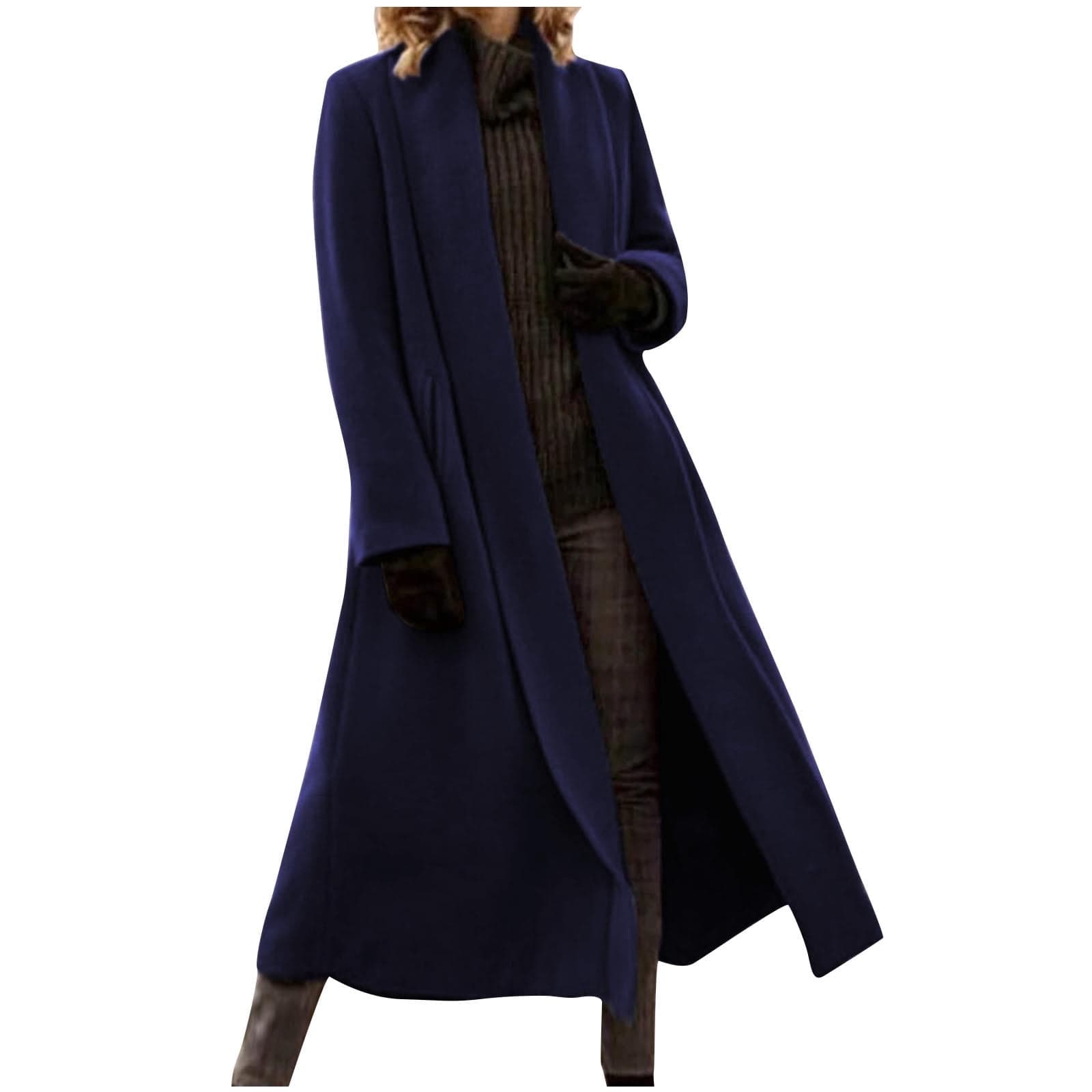 Plus Size Coat for Women Long Trench Coat Open Front Maxi Length Fall Winter Warm Jackets
