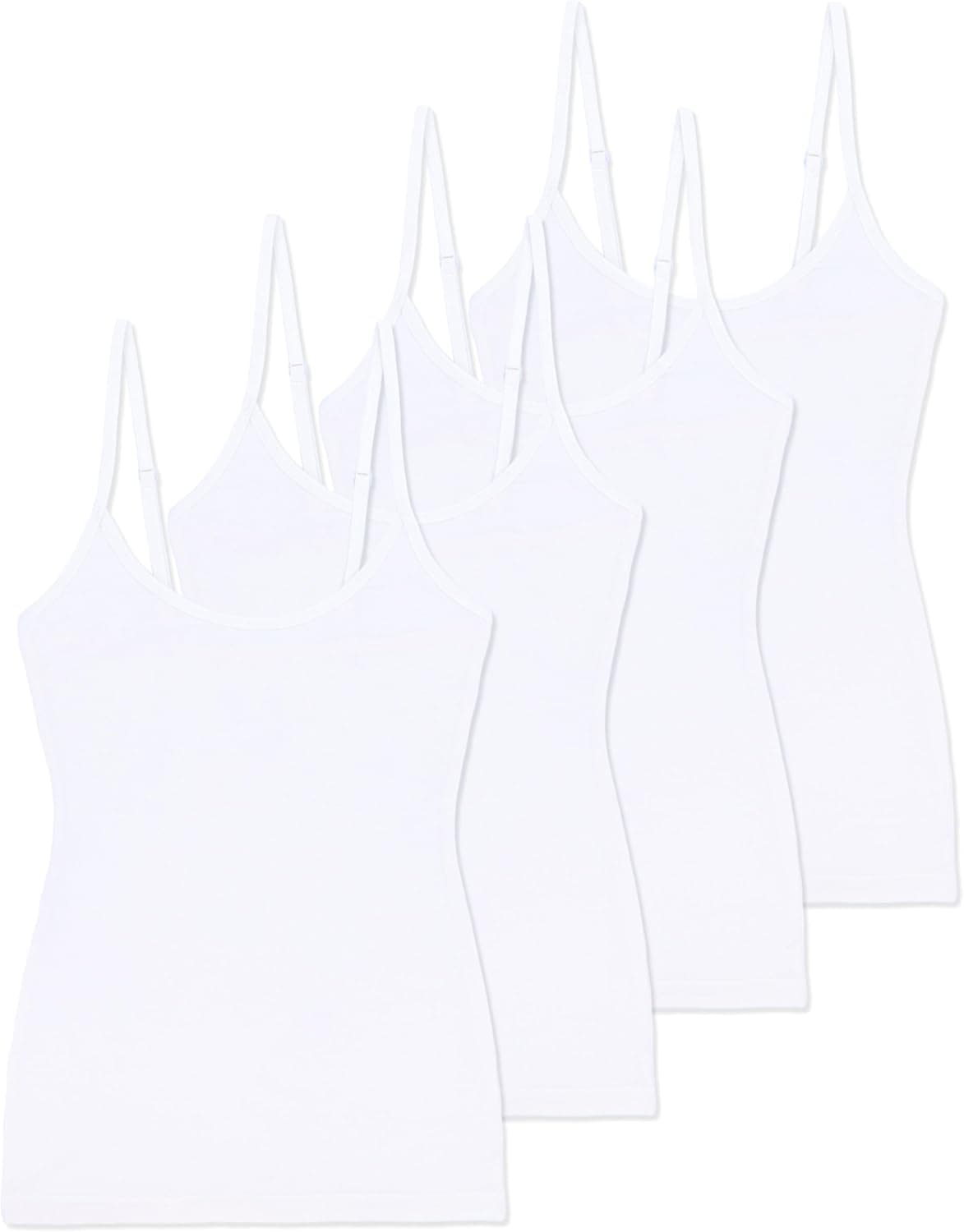 Women's 4-Pack Slim-Fit Camisoles Cotton Adjustable Spaghetti Strap Top Underwear