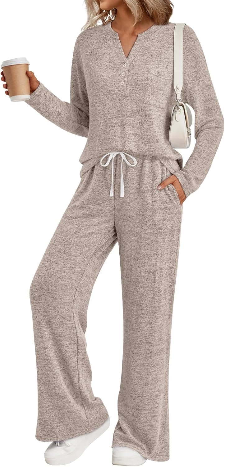 Womens 2 Piece Lounge Sets Winter Outfits 2026 Sweatsuit Matching Pjs Airport Vacation Travel Fall Pajamas Fashion