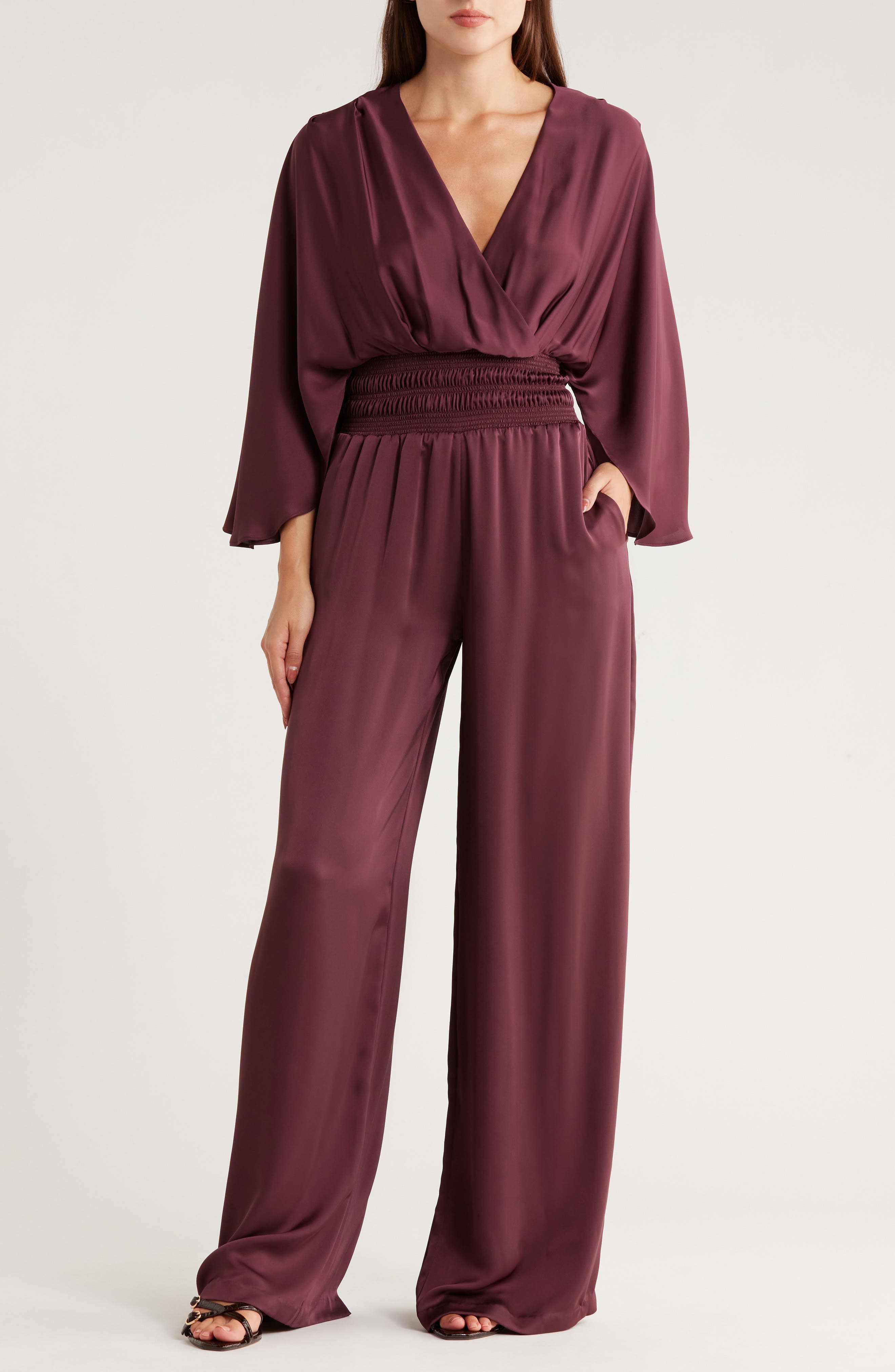Cheri Long Sleeve Satin Jumpsuit