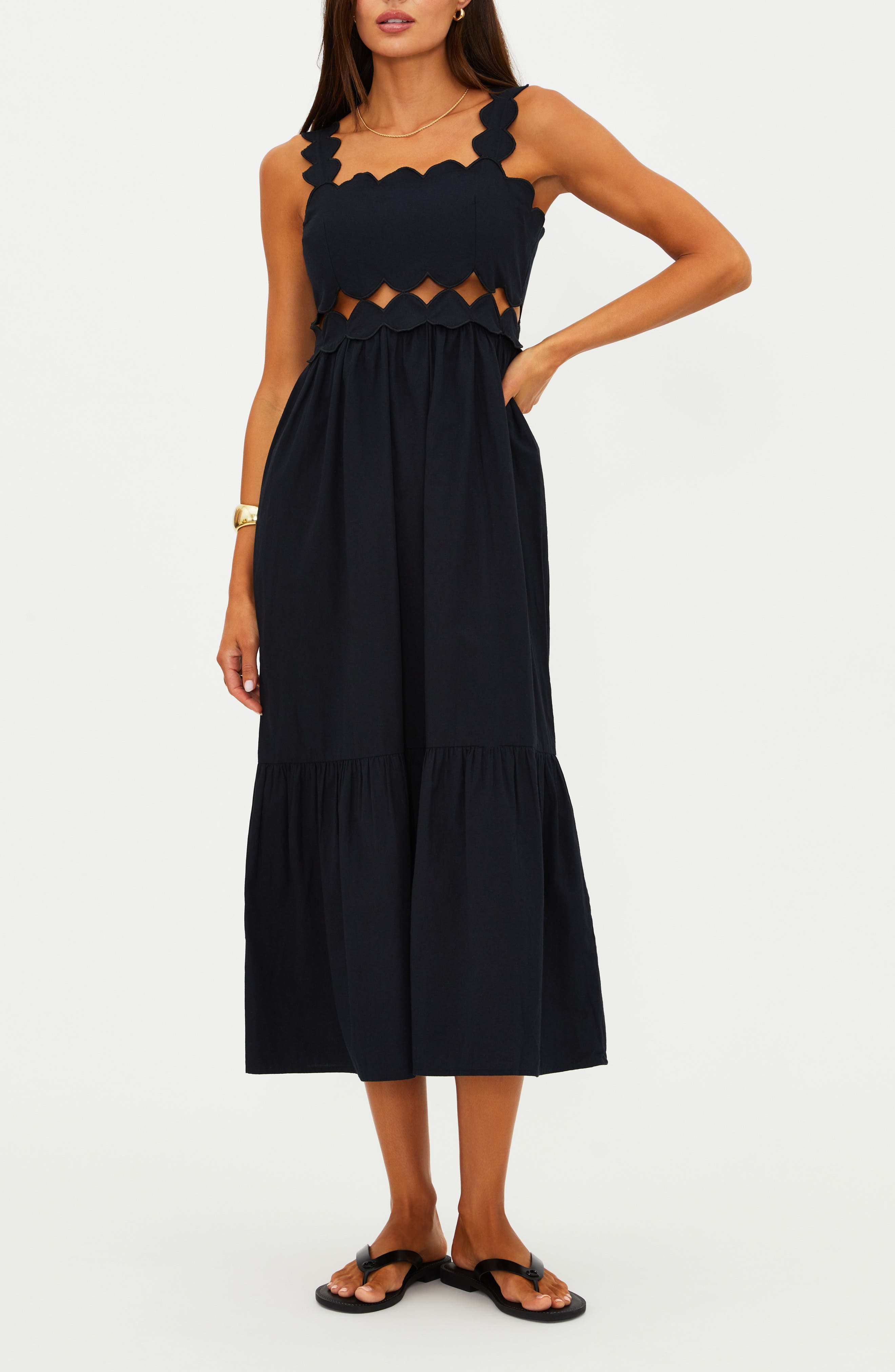 Campbell Scallop Cutout Cotton Cover-Up Sundress