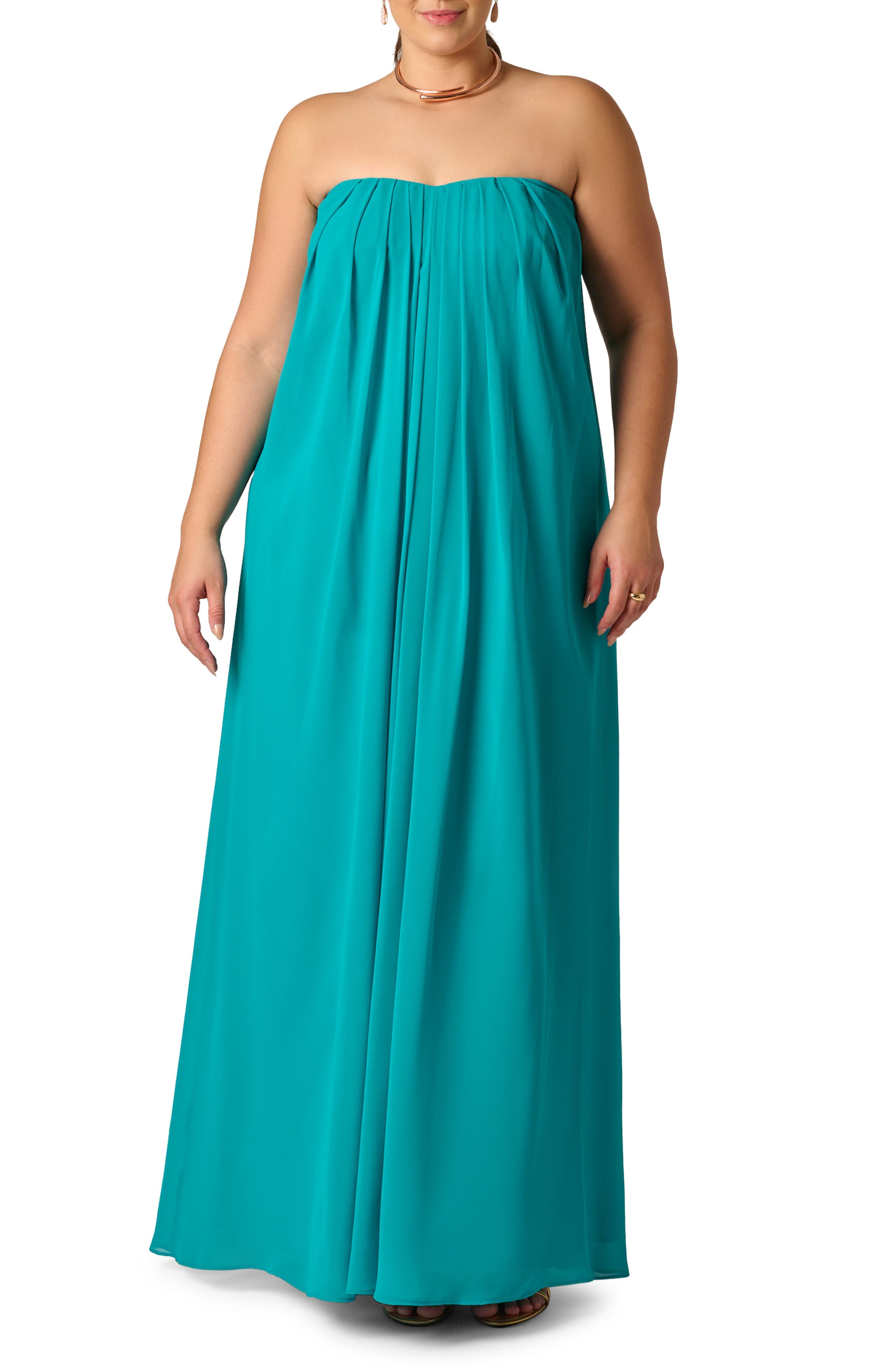 Strapless Chiffon Gown