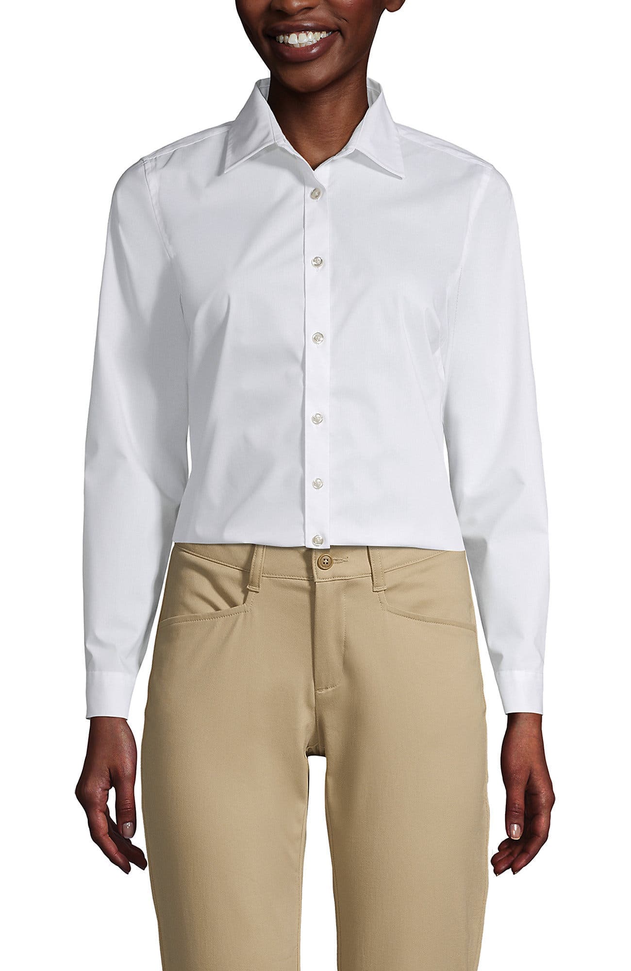 School Uniform No Gape Long Sleeve Stretch Shirt