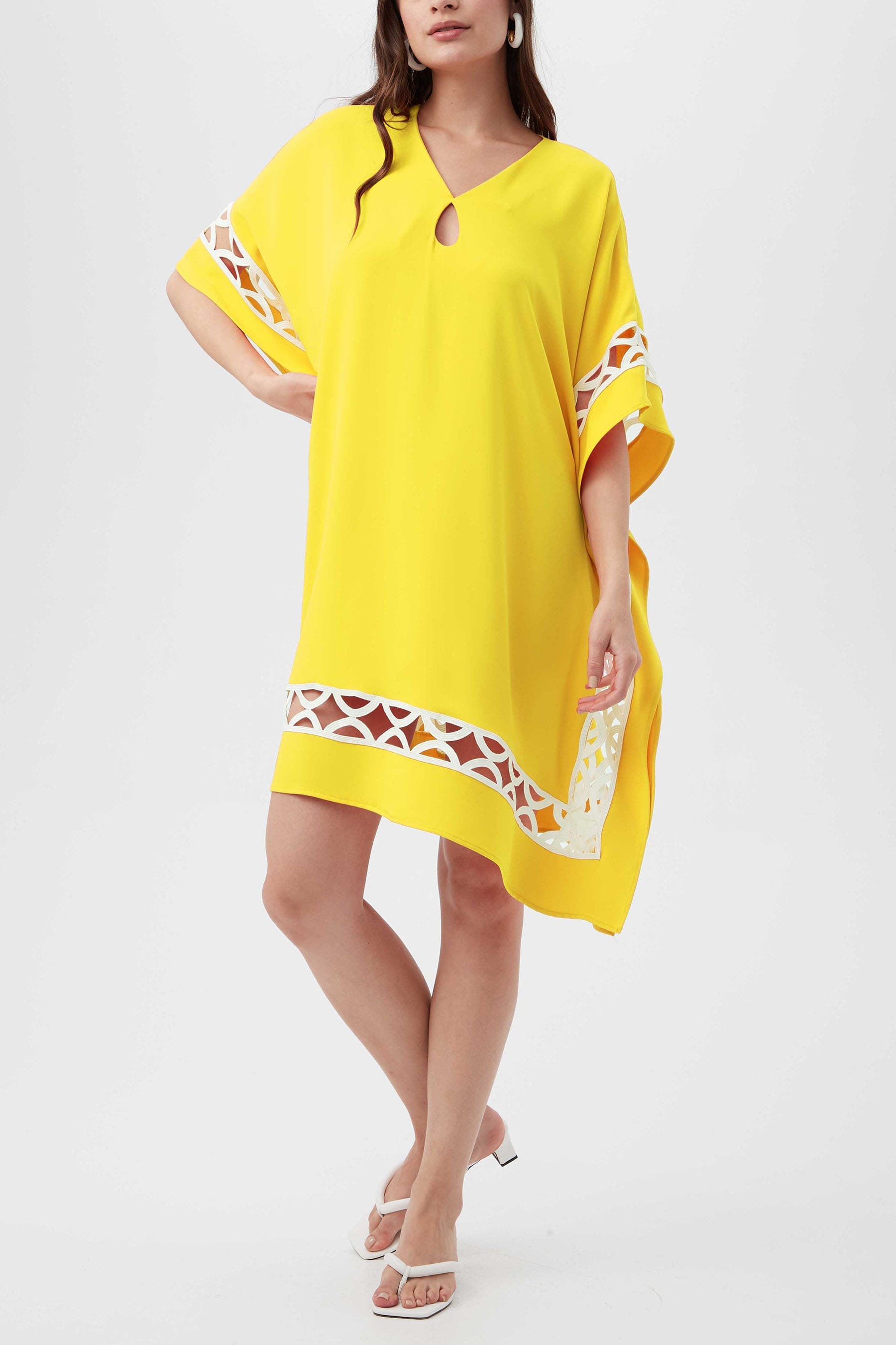 Amoureux Embroidered Trim Caftan Dress