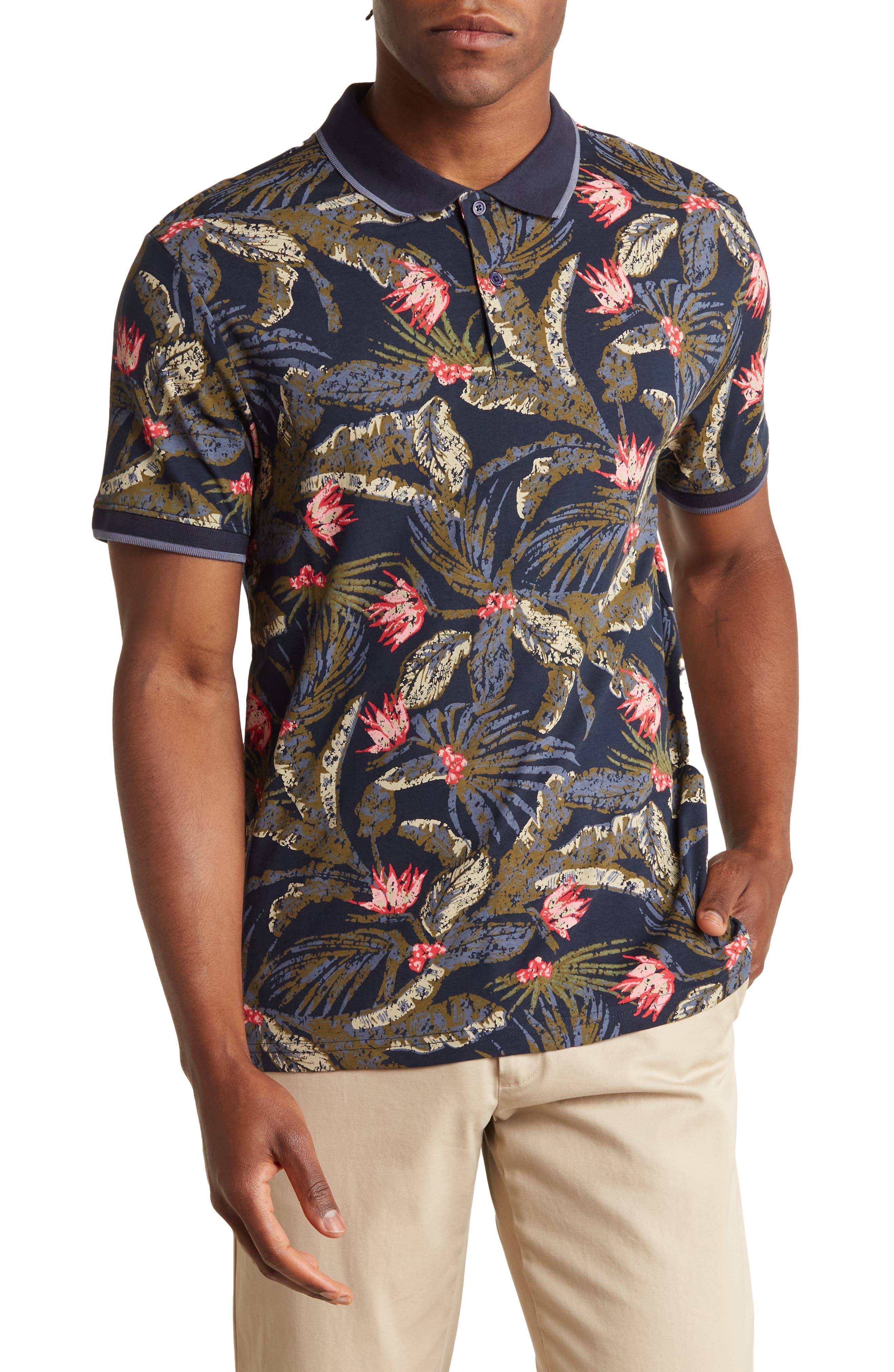 Tropical Print Knit Polo