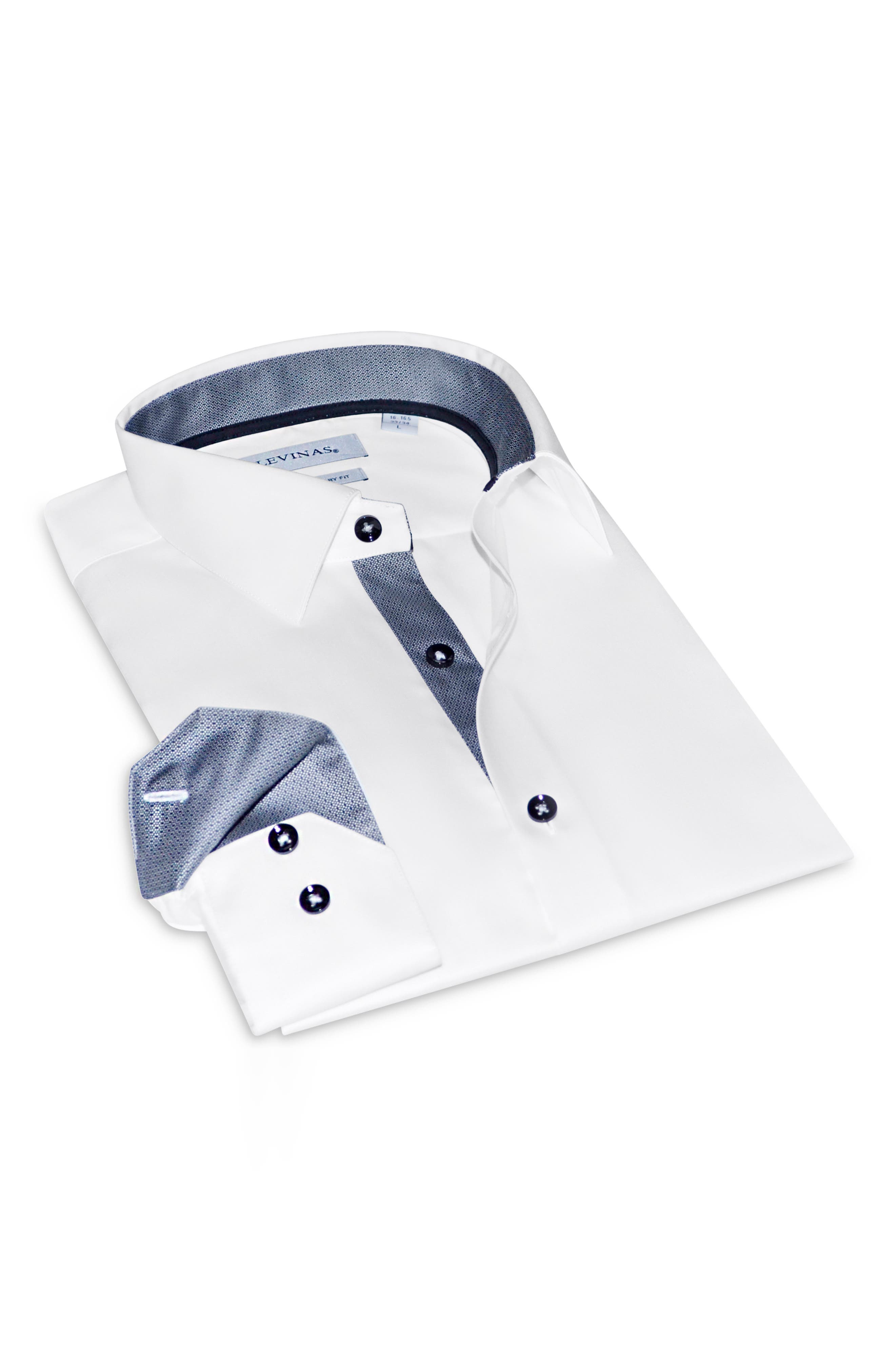 Contemporary Fit Solid Cotton Dress Shirt