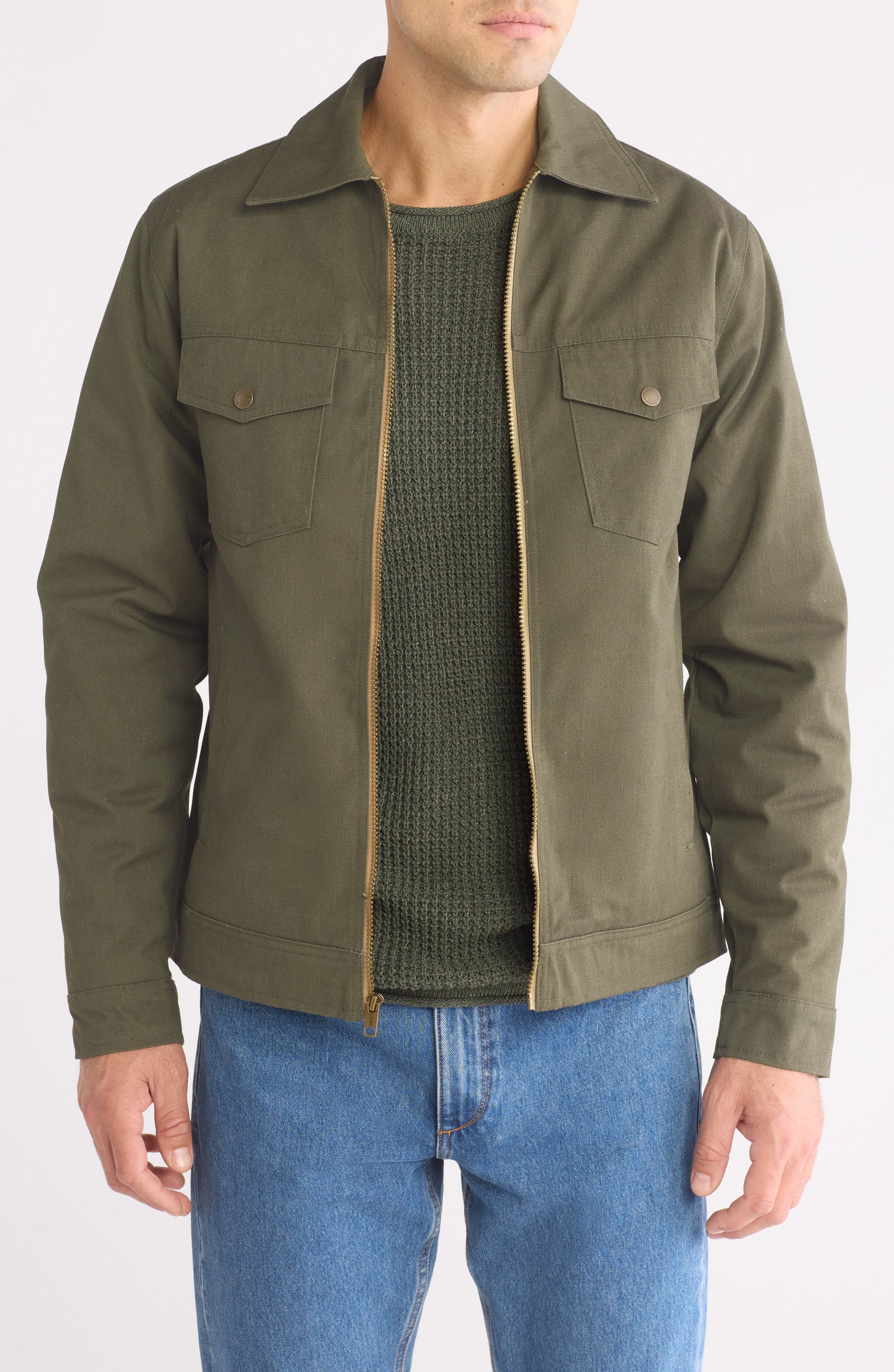 Faux Fur Lined Zip Trucker Jacket
