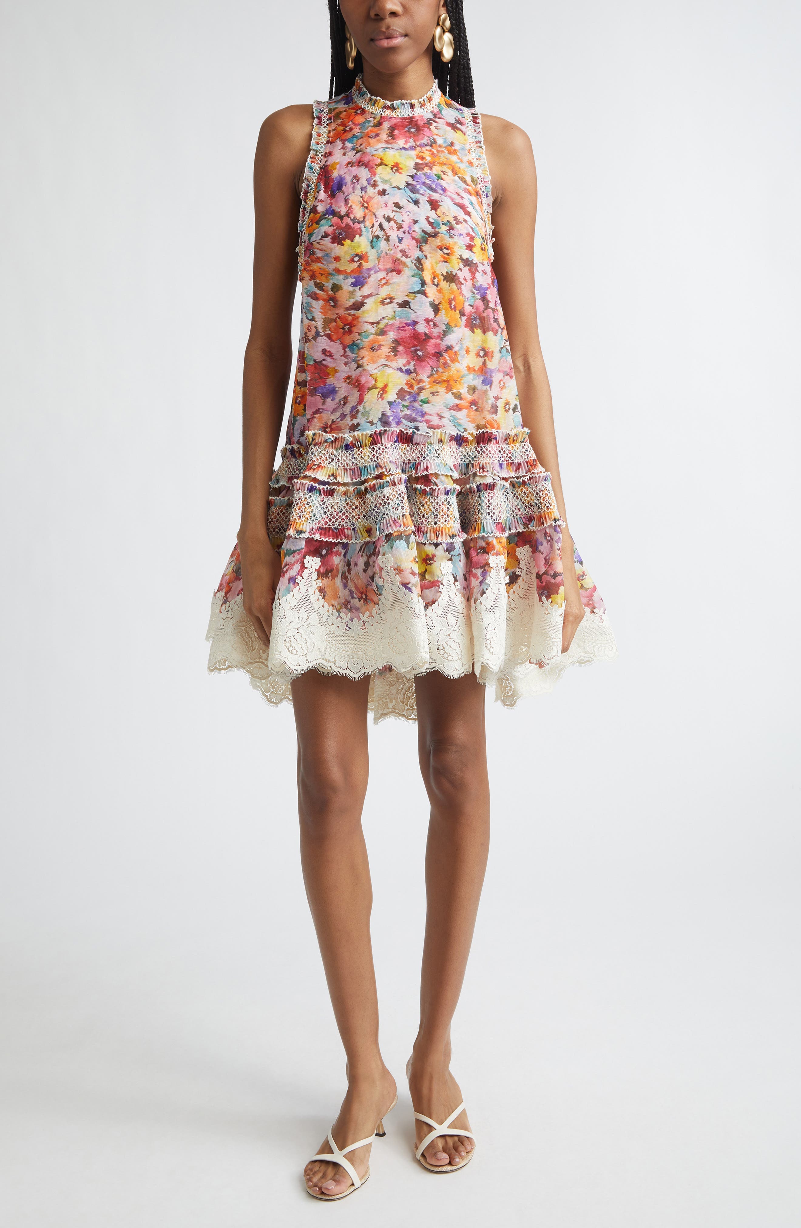 Luna Shirred Silk & Linen Organza Lantern Dress