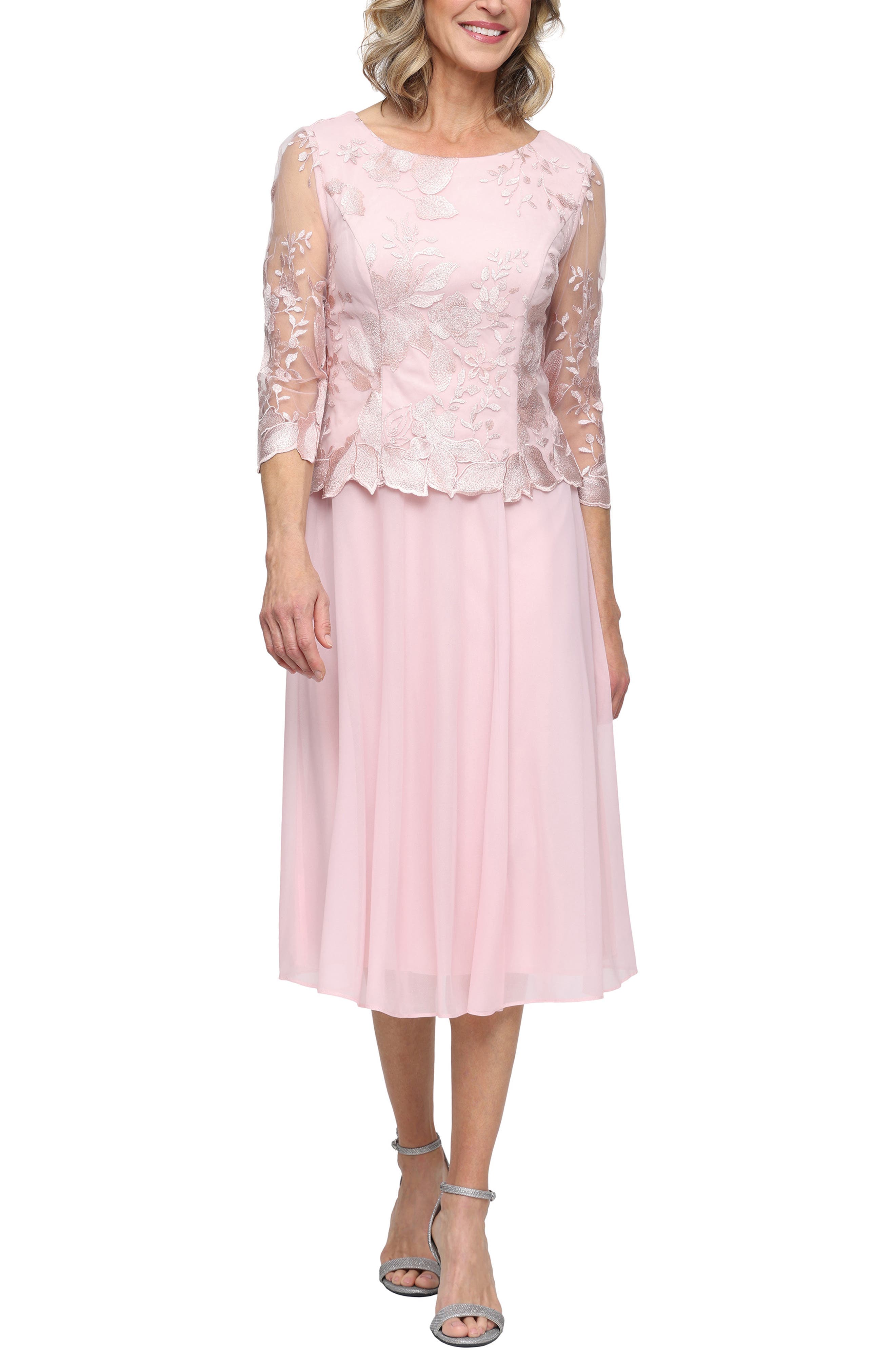 Embroidered Mock Two-Piece Dress