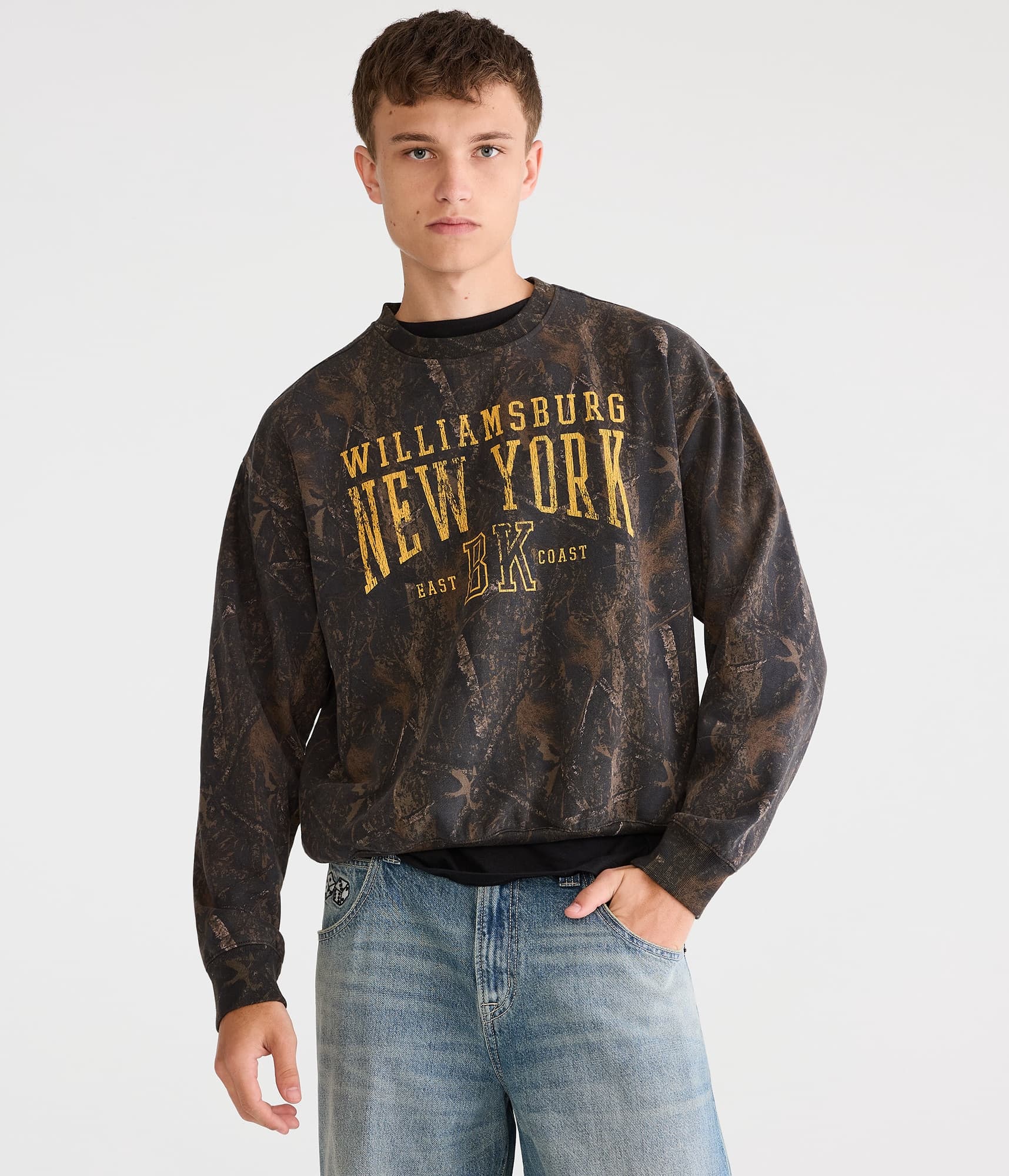Cloud Soft Williamsburg Camo Boxy Crew Sweatshirt