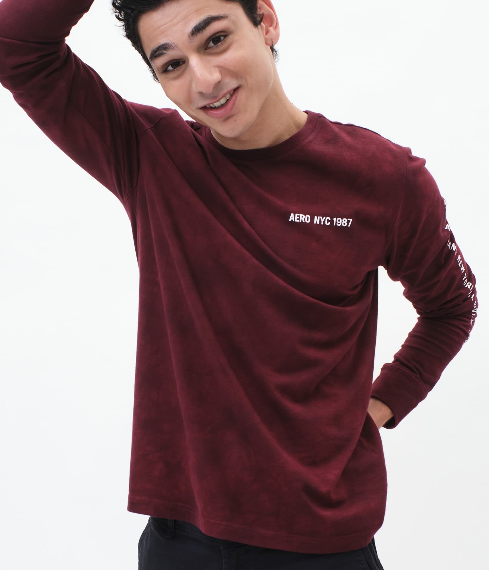 Long Sleeve Aero 1987 Tie-Dye Logo Graphic Tee