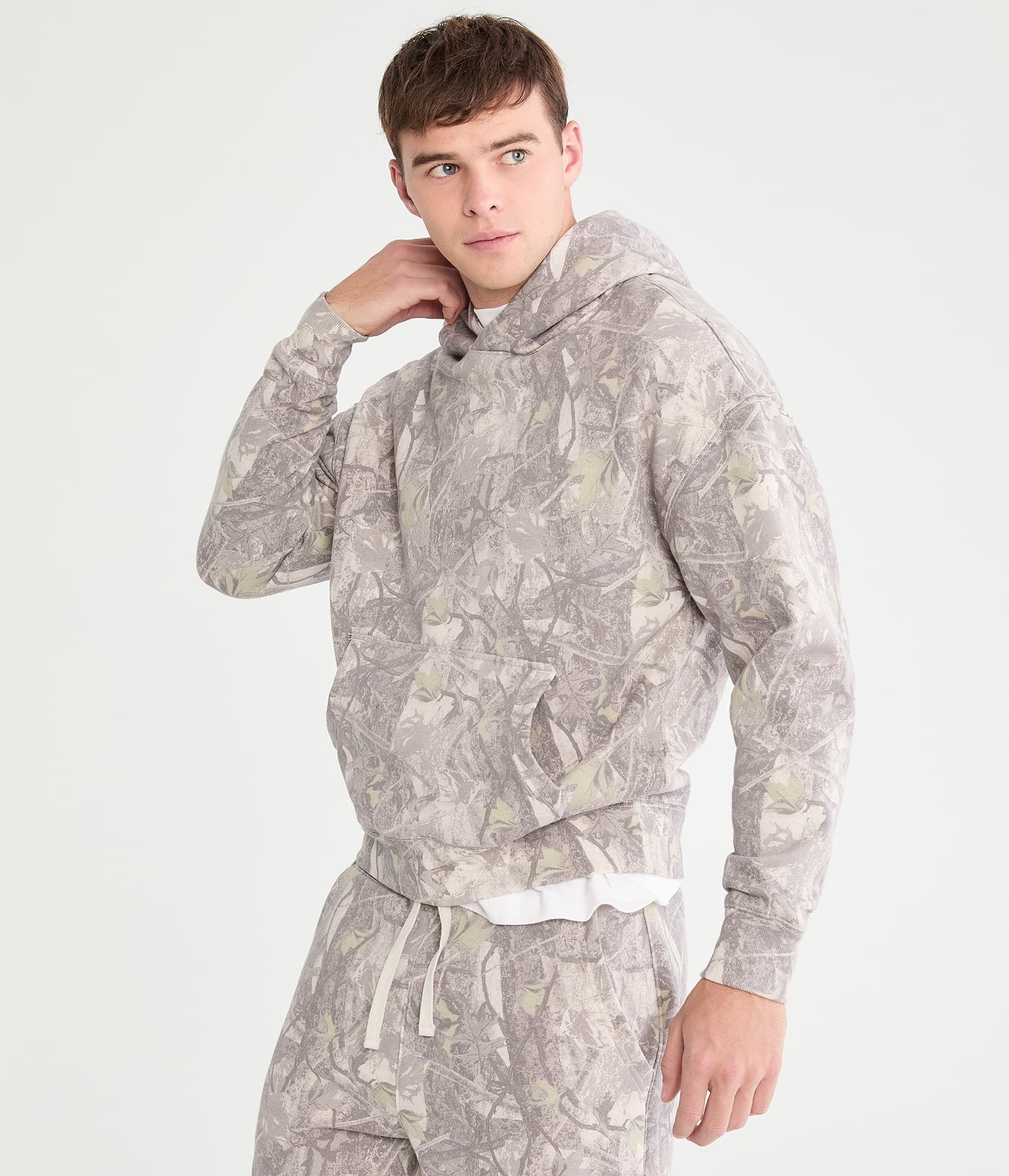 Cloud Soft Forest Camo Boxy Pullover Hoodie